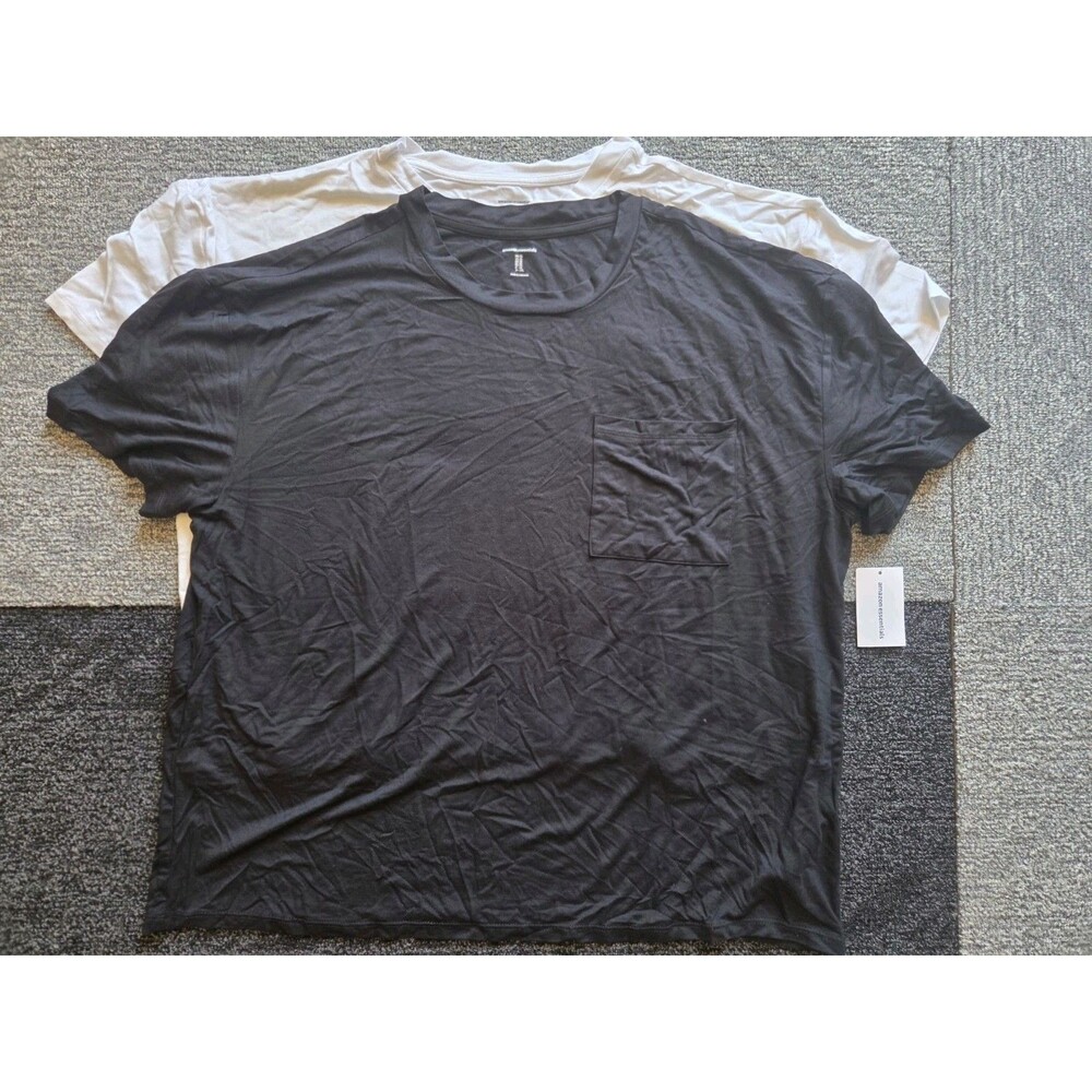 Amazon Essentials Women 2-Pack Crew Neck Pocket T-Shirts Black/White XL
